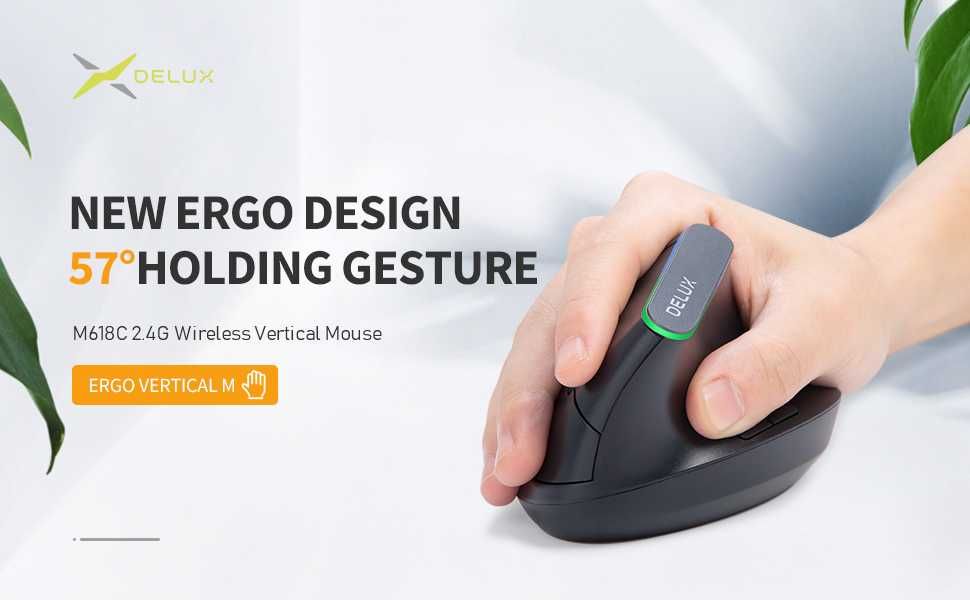 Delux Ergonomic Vertical Mouse M168C Wireless RGB – Black64283834891521123