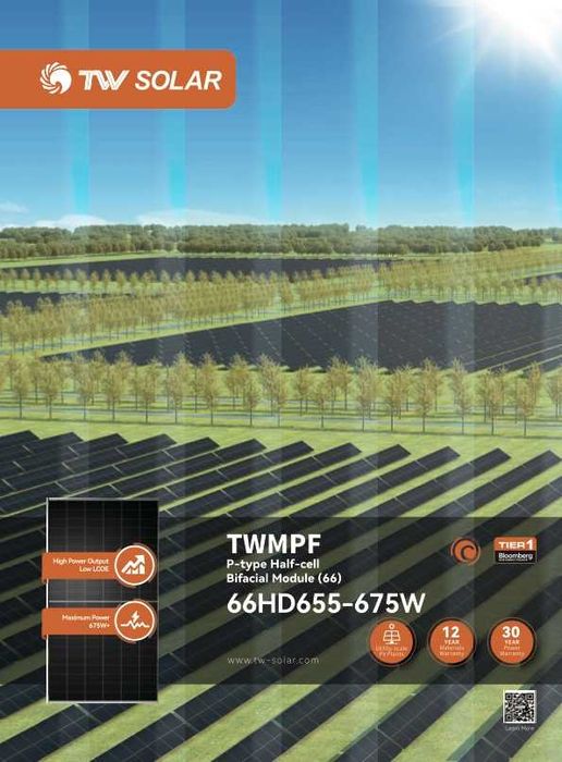 Сонячні панелі двосторонні Tongwei SOLAR Bifacial 665W