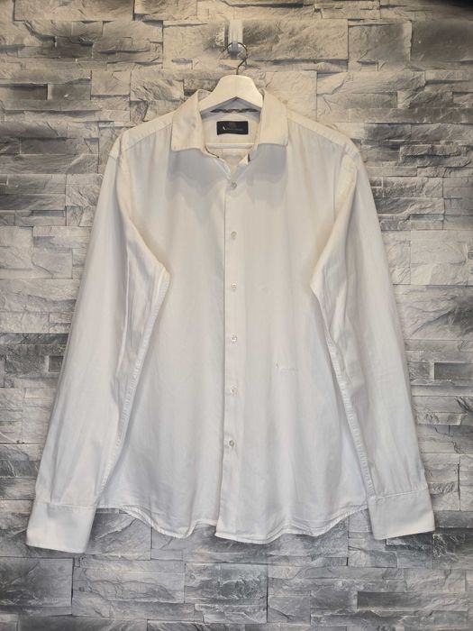 Koszula Aquascutum Biała Długi Rękaw Logo 42 Męska