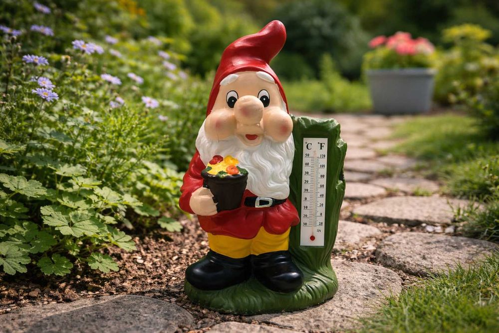 Krasnal figurka ogrodowa z termometrem 30 cm