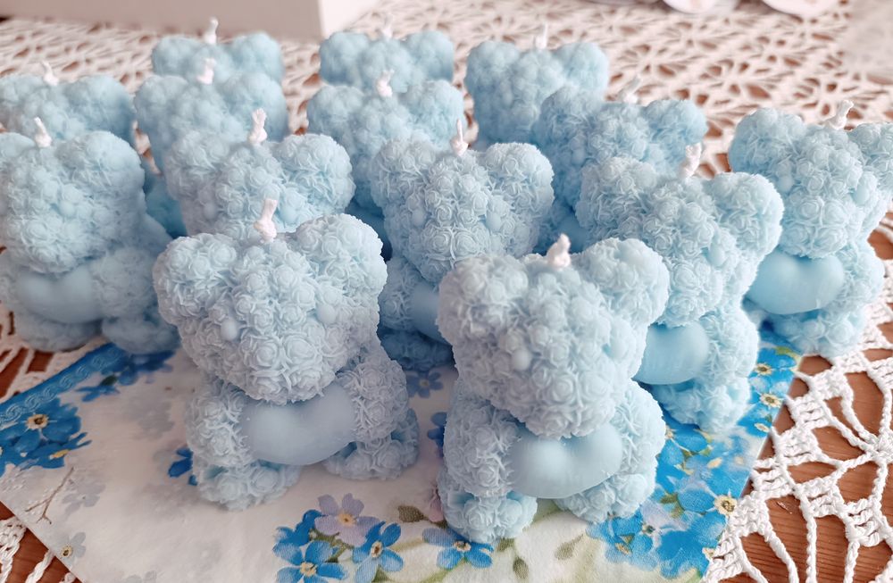Świece sojowe, podziękowania dla gości Misie z sercem świeczka Komunia, Chrzest, Roczek Ślub, Wesele Baby Shower