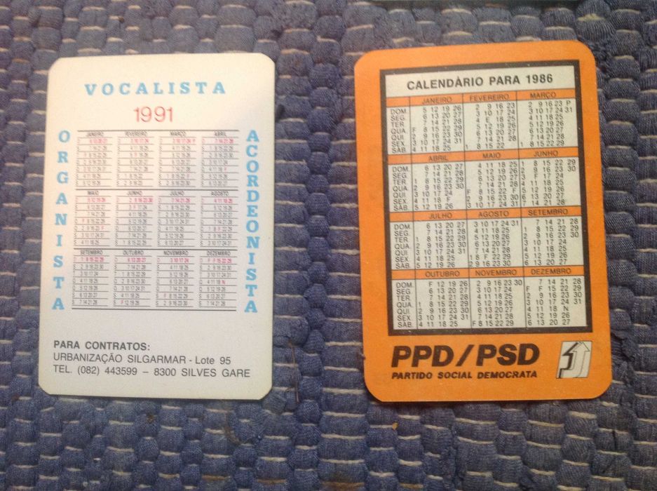 Calendários de bolso - lote 4 - portes incluidos