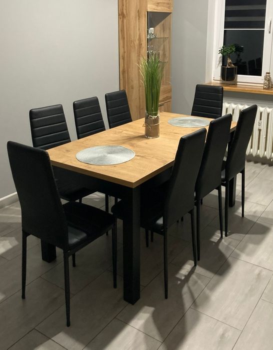 Stół rozkładany 80x160-200cm plus 8 krzeseł