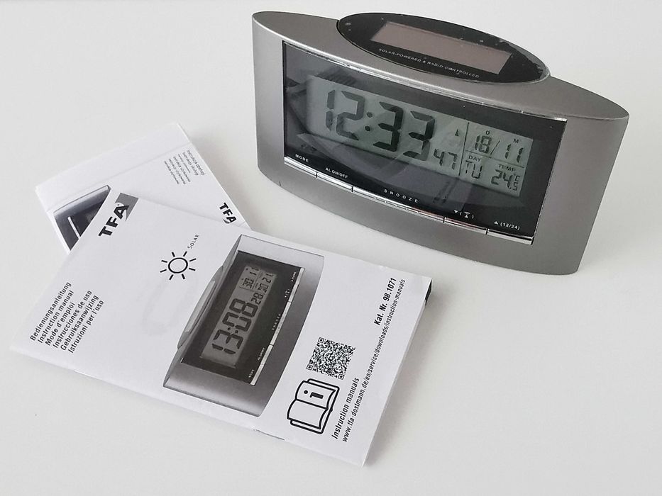 Budzik TFA Dostmann 98.1071 Solarny Cyfrowy Fluorescencyjny LCD bezDCF