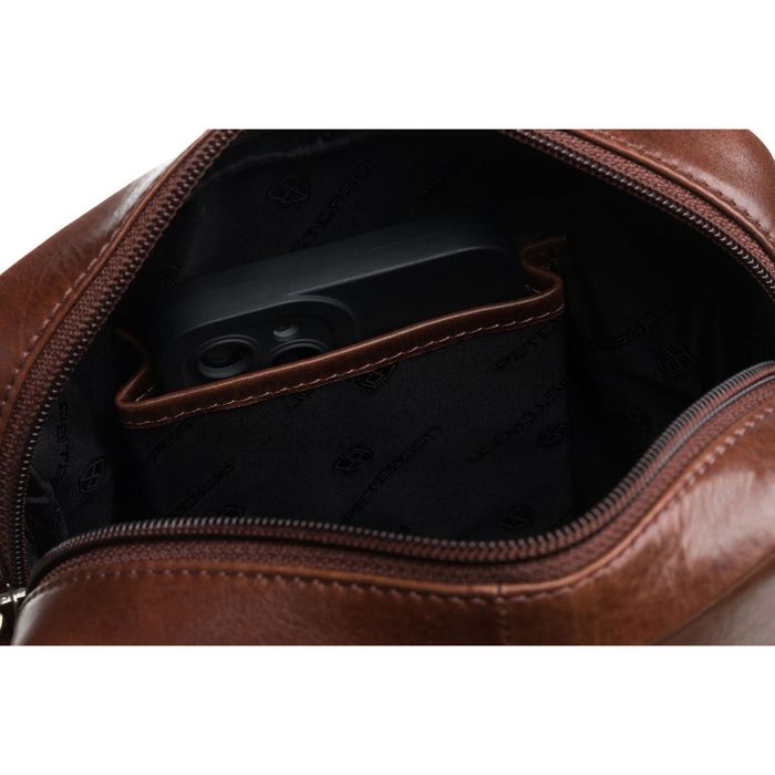 brązowa, jednokomorowa listonoszka męska ze skóry naturalnej -