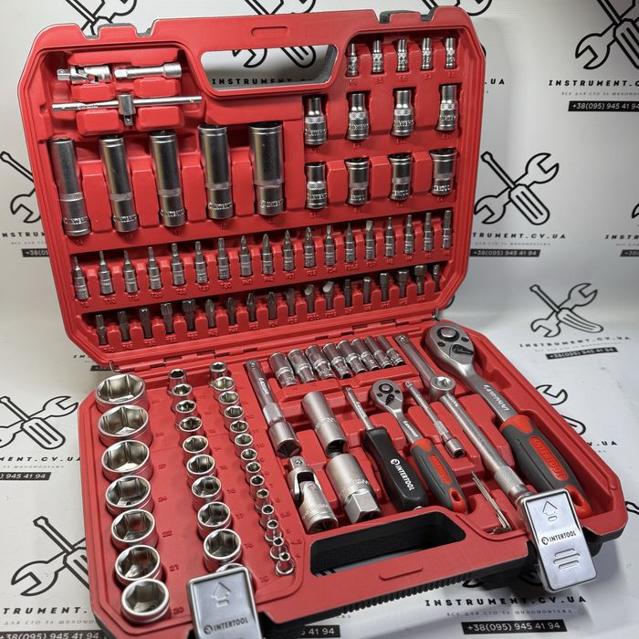 ОНОВЛЕНИЙ Intertool 110од. Набір інструментів 1/4, 1/2 4-32мм