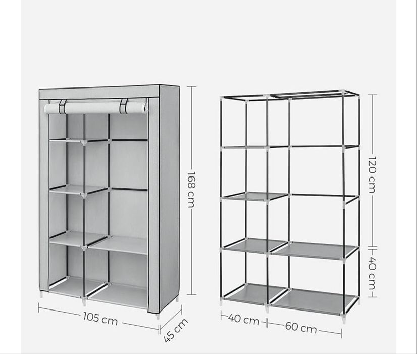 Roupeiro em metal e pano