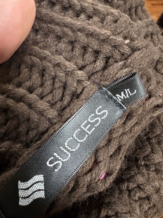 Sweter golf brazowy czekoladowy wełniany gruby M/L, Success