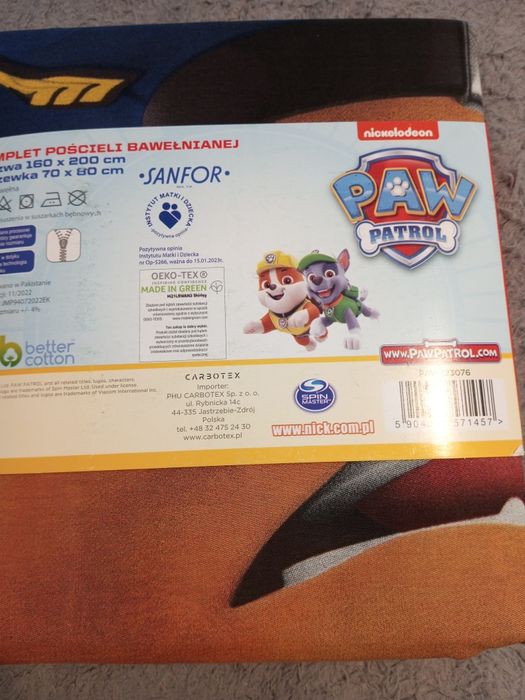 Komplet pościeli bawełnianej 160x200 Paw patrol psi patrol chase Marsh