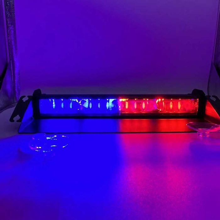 Проблисковий маячок під лобове скло 31см Стробоскоп червоний синій