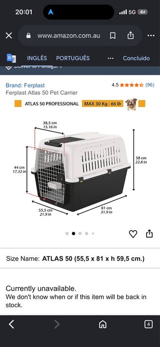 Caixa transporte cão
