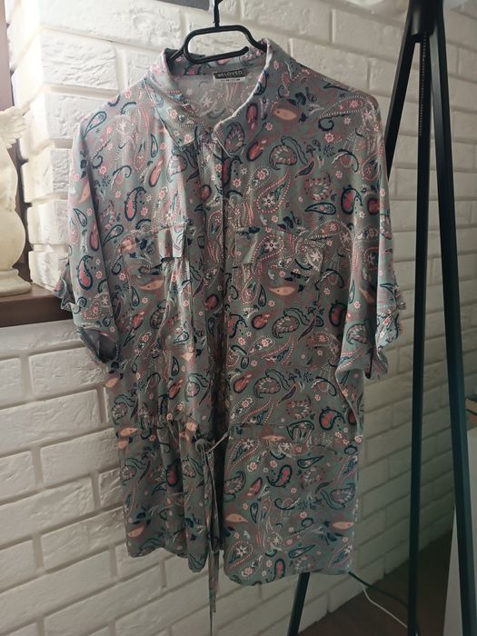 Wzorzysta luźna bluzka wiskoza 36 typu oversize