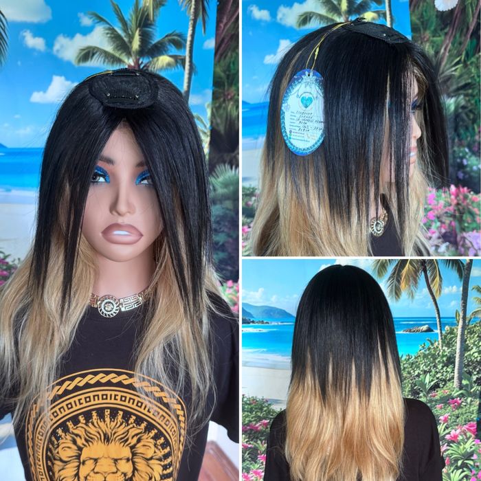 Натуральная накладка топпер челка славянские чёрные волосы