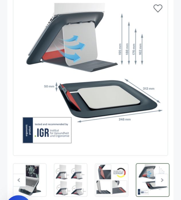 Podstawa pod laptop LEITZ ERGO COSY grafitowa