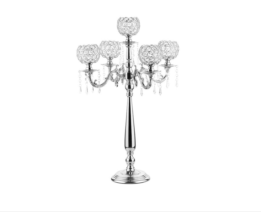 Kryształowy świecznik, dekoracja stołu, kandelabra na stół, na wesele