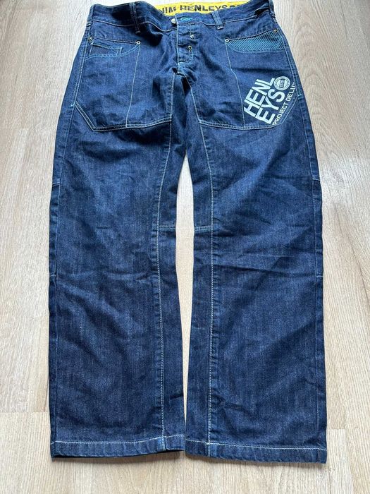 spodnie Henleys Project Deluxe – jeansy baggy z logo, ciemny denim
