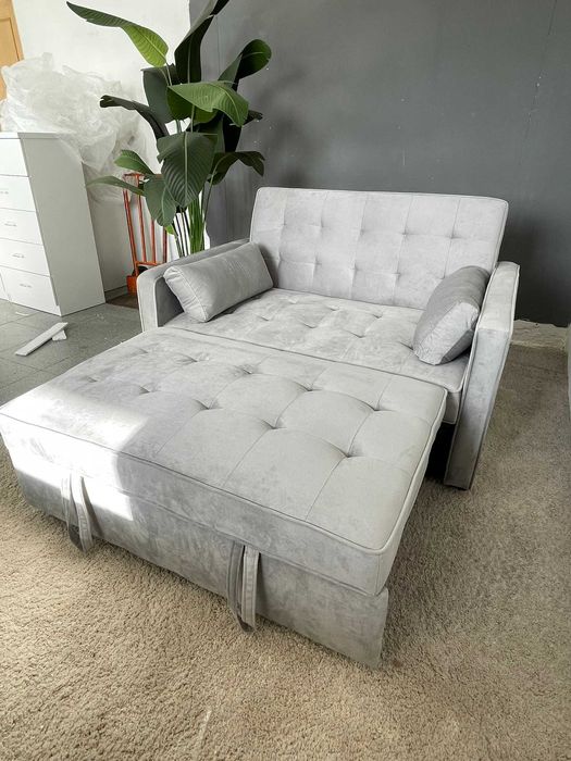 LIQUIDAÇAO SOFA CAMA CINZA VELUDO Envio rapido Transporte gratuito