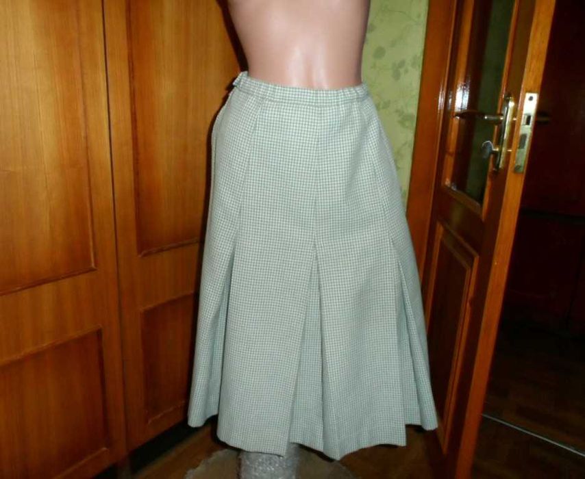 Юбка теплая длинная в клетку осень-зима р.46 М винтаж СССР - ГДР бирка