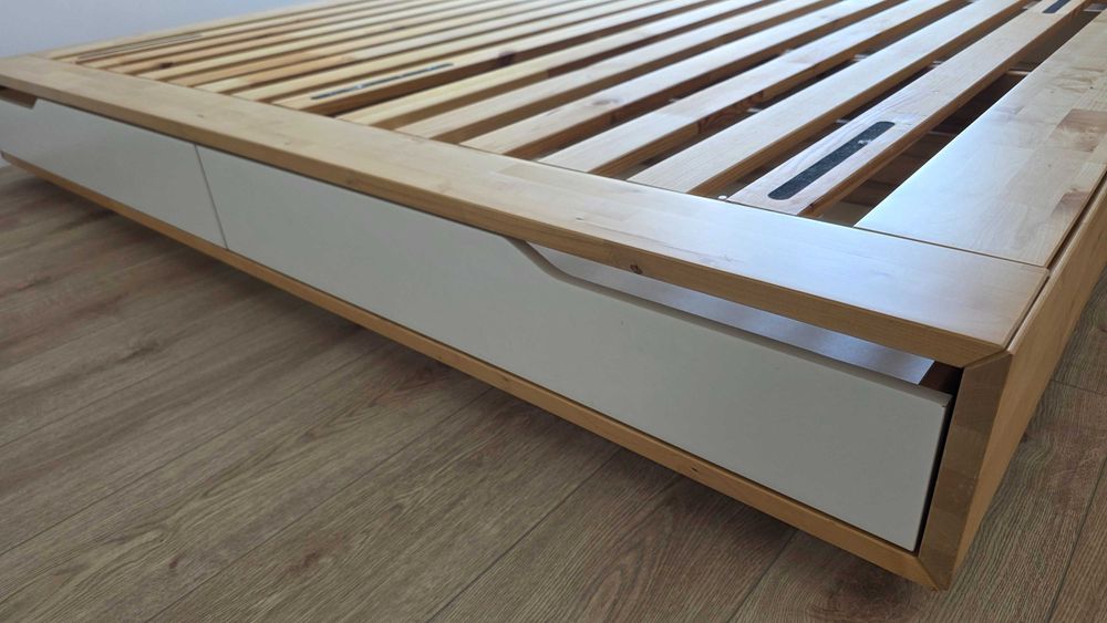 Двоспальне ліжко IKEA MANDAL 160х200 (масив берези, з шухлядами)
