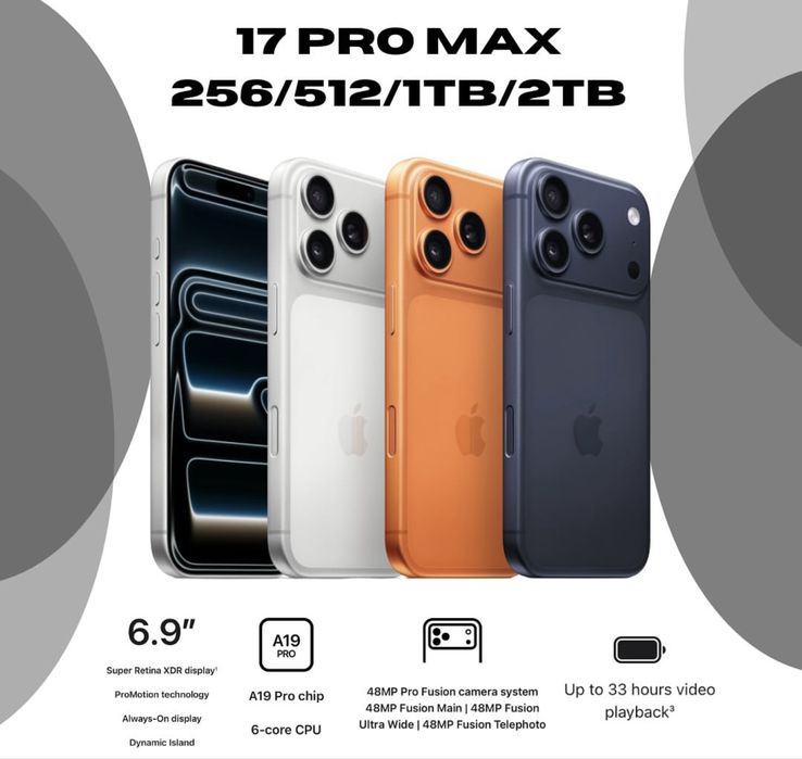 iPhone 17 PRO MAX (eSIM) 256GB | 512GB | 1TB