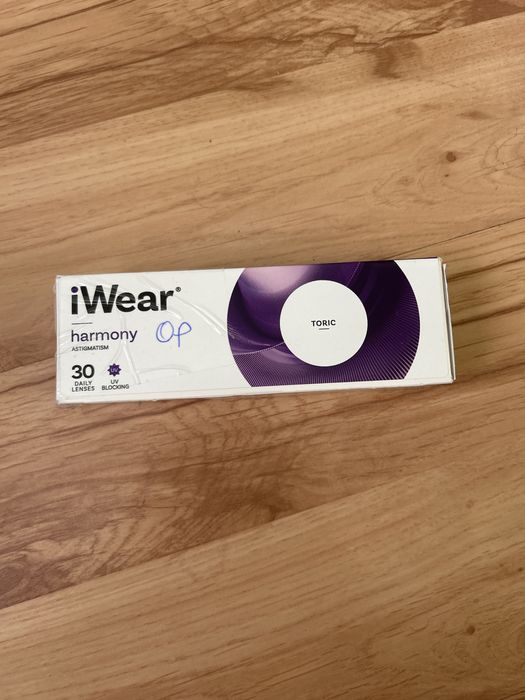 Soczewki iWear Harmony CooperVision sfera -1,25, cylinder -0,75 os 180