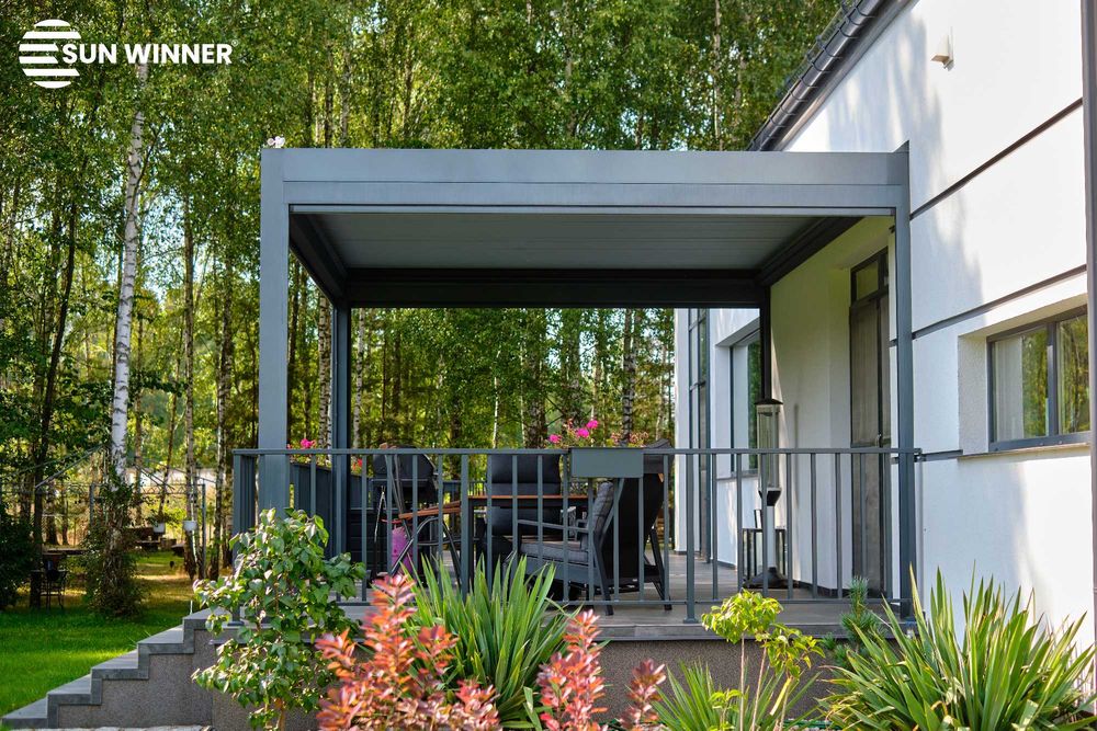 Pergola lamelowa Win Climatic S500 – luksusowe zadaszenie tarasu 4x3