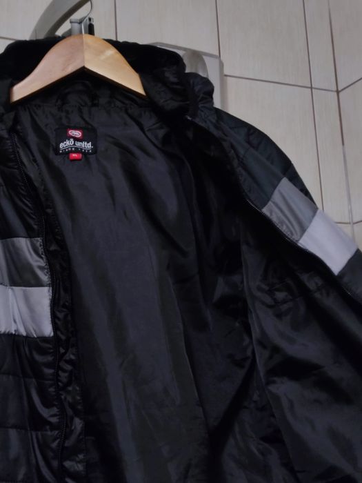 kurtka puchowa cienka XL Ecko unltd czarna szara siwa jacket bluza hoo