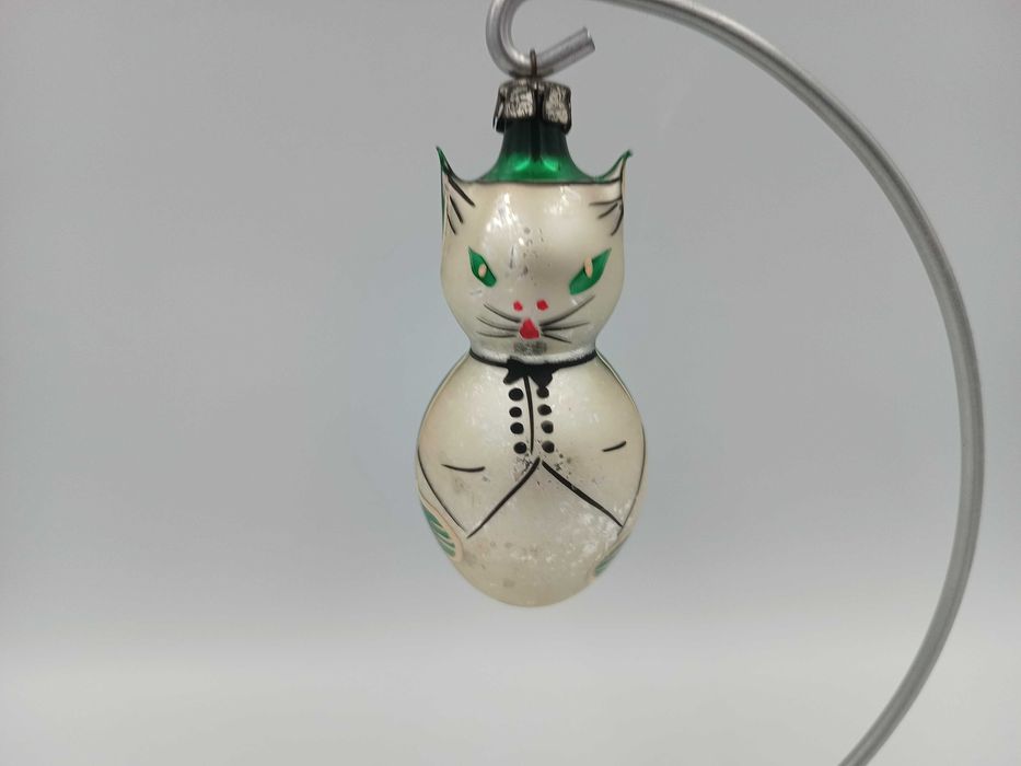 Stara bombka z PRL kotek kot bombki na choinkę