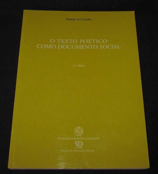 Livro O Texto poético como documento social Rómulo de Carvalho