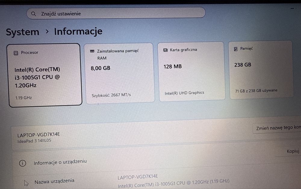 Lenovo ideapad 3 14il05