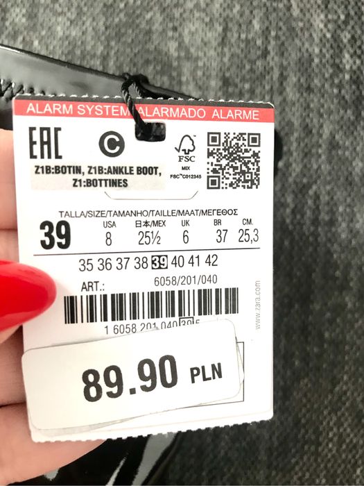 Zara buty lakierki 38 - 39 obcas 5,5 cm must have lateks