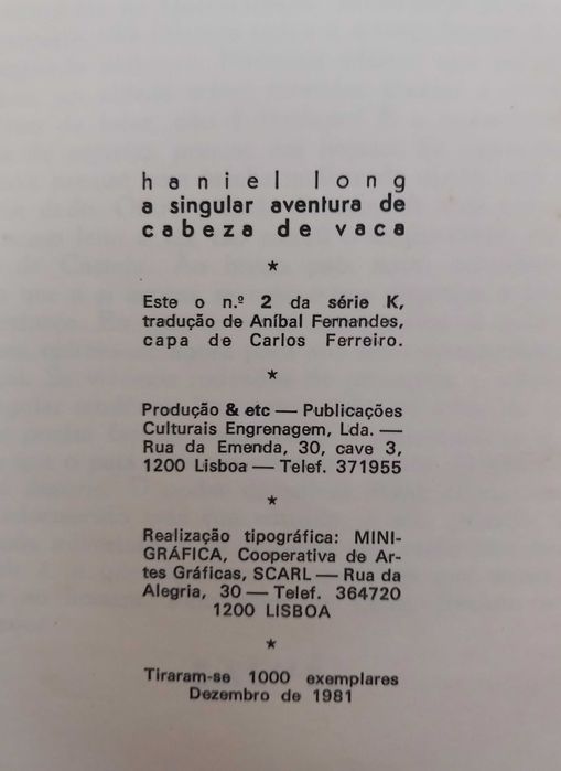 A Singular Aventura de Cabeza de Vaca - Haniel Long (&etc)