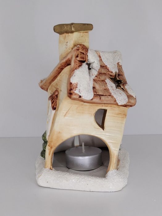 Подсвечник домик зимний новогодний светильник керамика