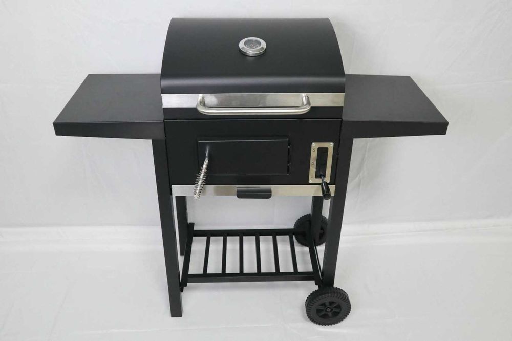 Grill węglowy ogrodowy z pokrywą duży popielnik korba