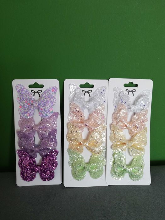 Nowe  błyszczące kolorowe spinki w kształcie motyli