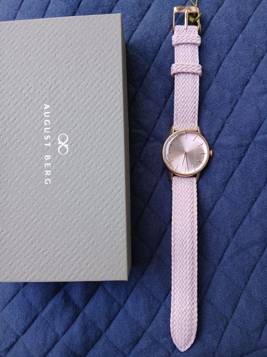 NOWY zegarek August Berg Serenity Pink Perlon - Rose Gold