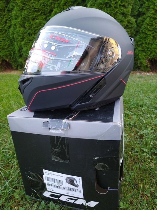 Kask CGM motocyklowy 568X BER CITY Grafite Rosso roz. L
