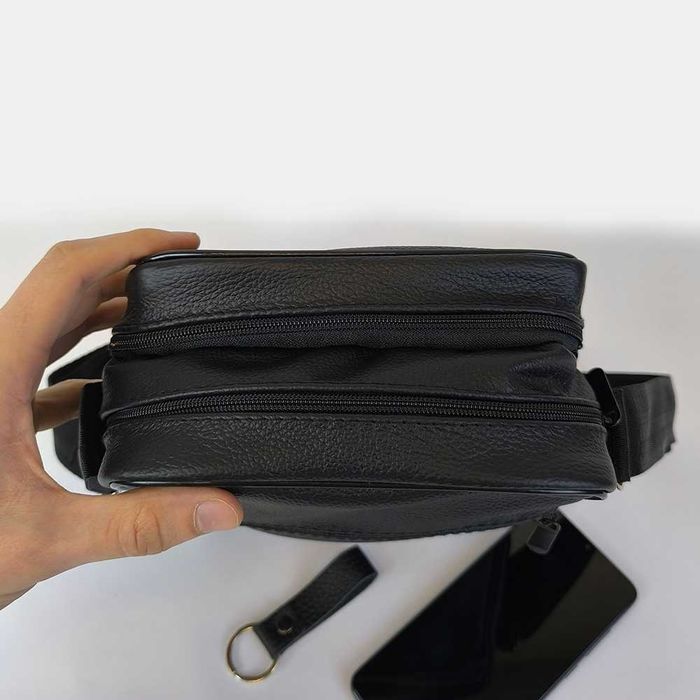 Стильна чоловіча шкіряна сумка через плече, сумка з натуральної шкіри