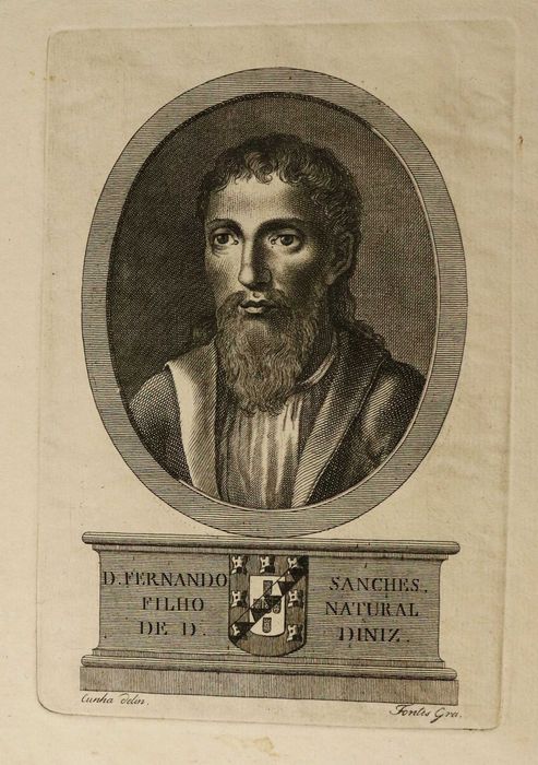 D. Fernando Sanches Filho Natural de D. Dinis, gravura antiga