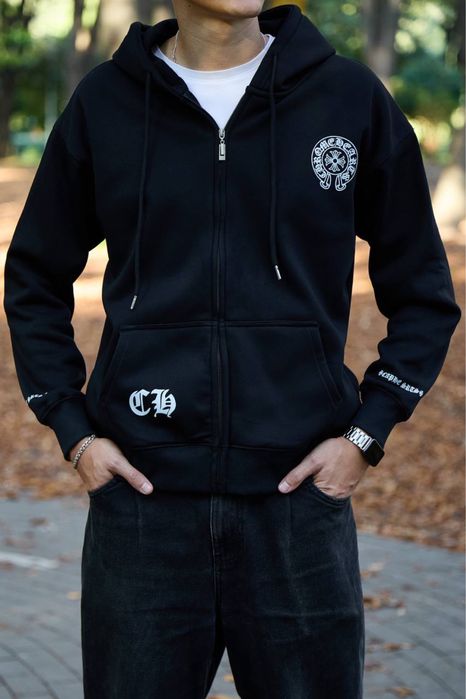 Чоловіче зіп худі чорне ChromeHarts