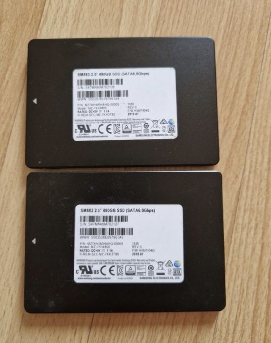 Samsung 480gb ssd  sata3 диск 2.5 Ссд корпоративного класа для серверів,nas,системних блоків ноутбуків Стан гарний