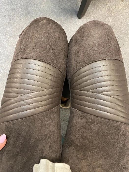 Zara skórzane zamsz skora zamszowe spodnie rurki czekoladowe skinny