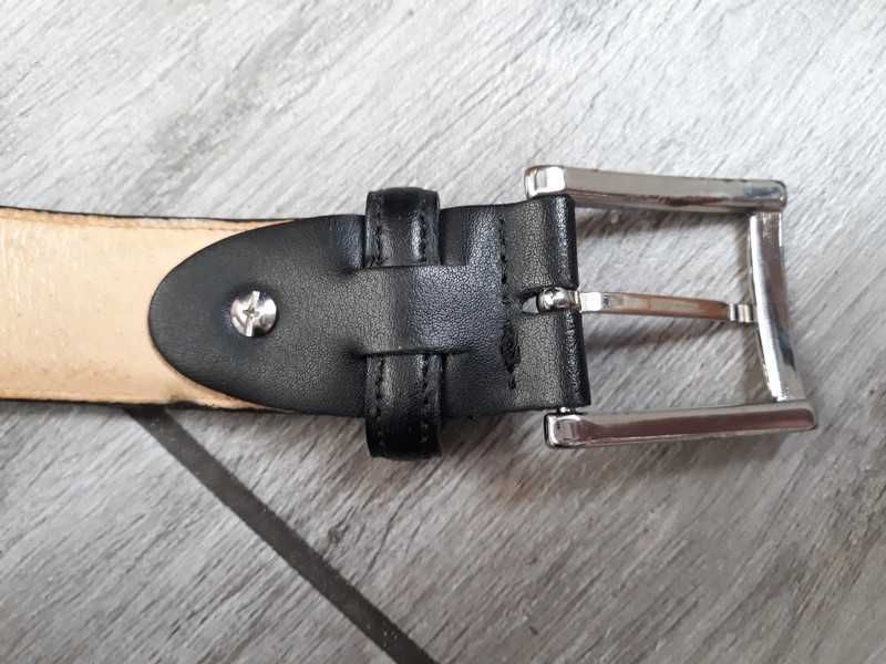 Czarny Włoski skórzany pasek SF