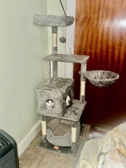 Drapak dla kota wysoki 125cm Nowy Domek Hamak Legowisko Szary