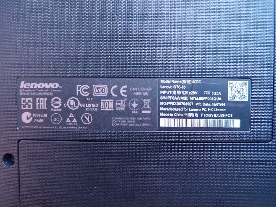 Lenovo G70-80 80FF004QUA, Core i5-5200U 2.2 GHz, RAM 8 GB, HDD 1 TB