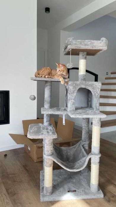 Drapak Dla Kota Wysoki XXL 6 Poziomów Domek Wysoki Stabilny