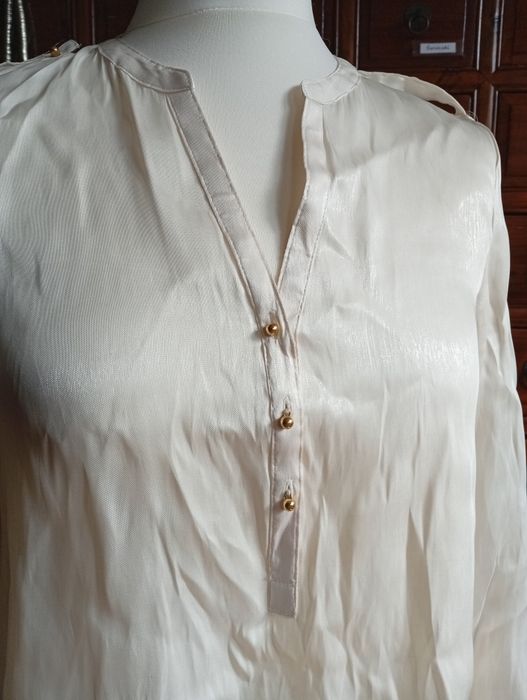 Elegancka bluzka z długim rękawem, H&M ecru
