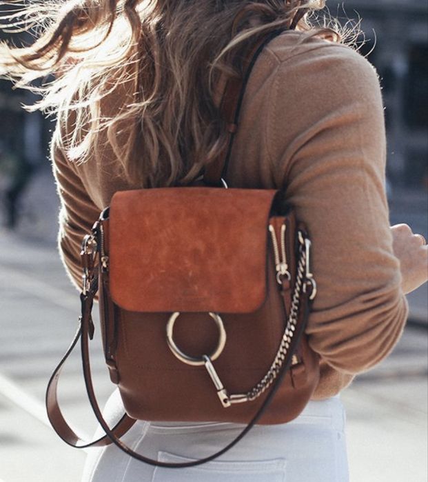 Женская кожаная сумка рюкзак Chloe