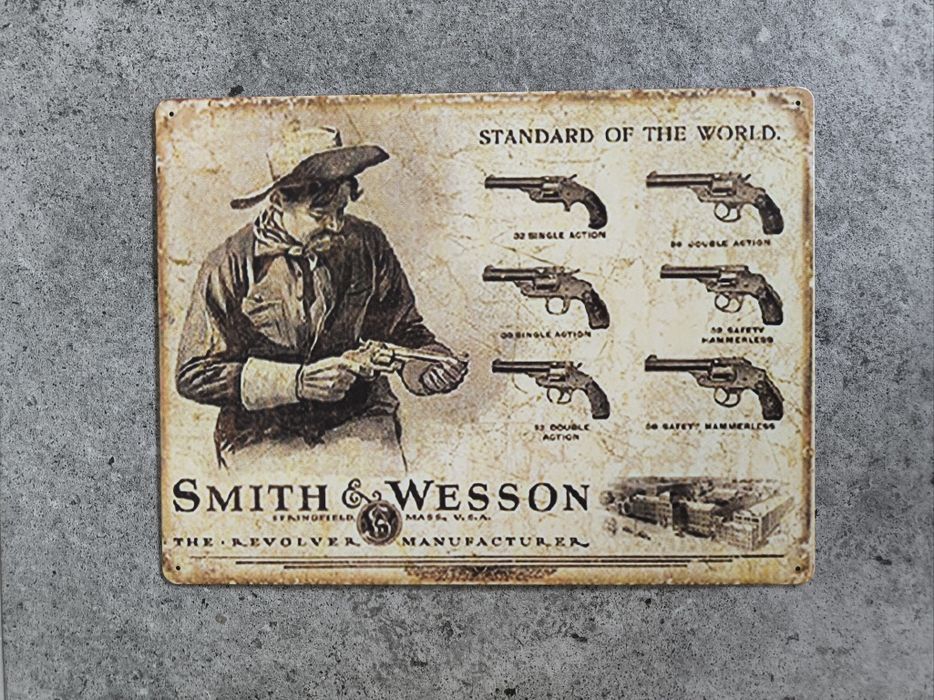 Nowy metalowy szyld 30x40cm Smith & Wesson loft bar club pistolet