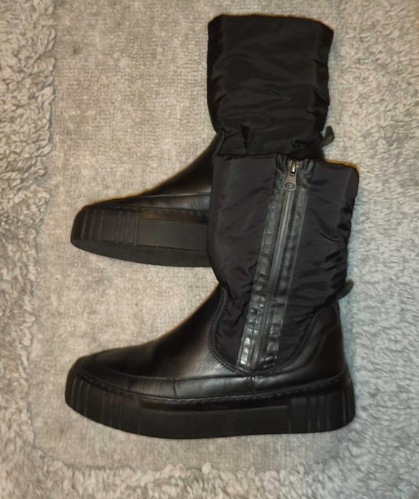 Śliczne botki kozaki śniegowce skórzane Gant czarne